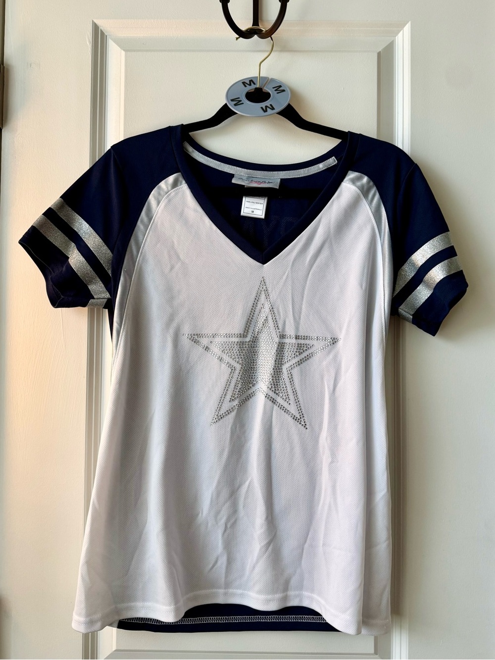 Dallas Cowboys Navy & White Star Football Tee - Sparkle Detail